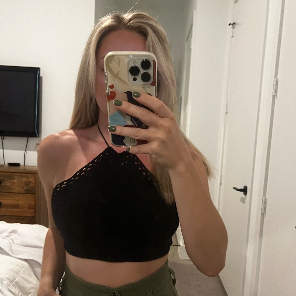 Black Knit Free People Crop Top